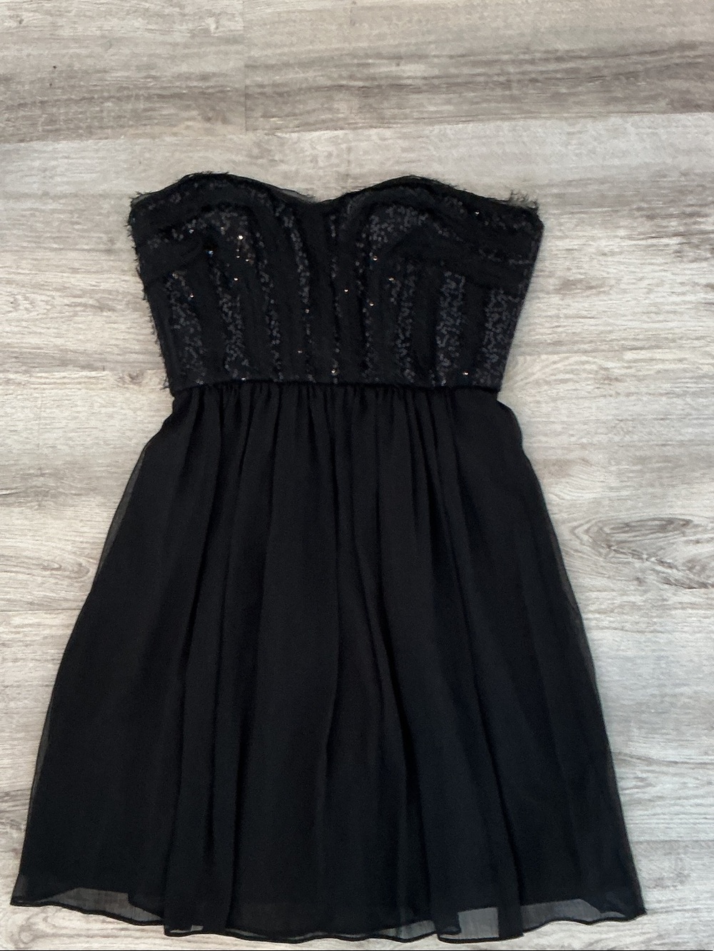 Max & Cleo Black Strapless Sequin Bodice Chiffon Dress